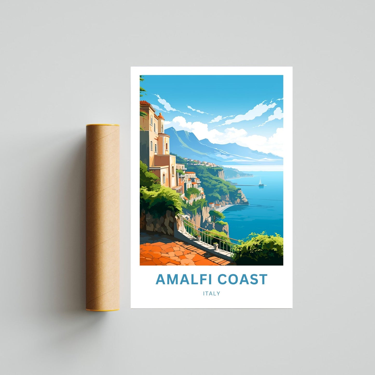 Amalfi Coast Travel Poster - Mediterranean Bliss