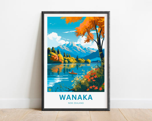 Wanaka Travel Print - Wanaka poster, New Zealand Wall Art, Framed present, Gift New Zealand Present - TravelTreasureCo