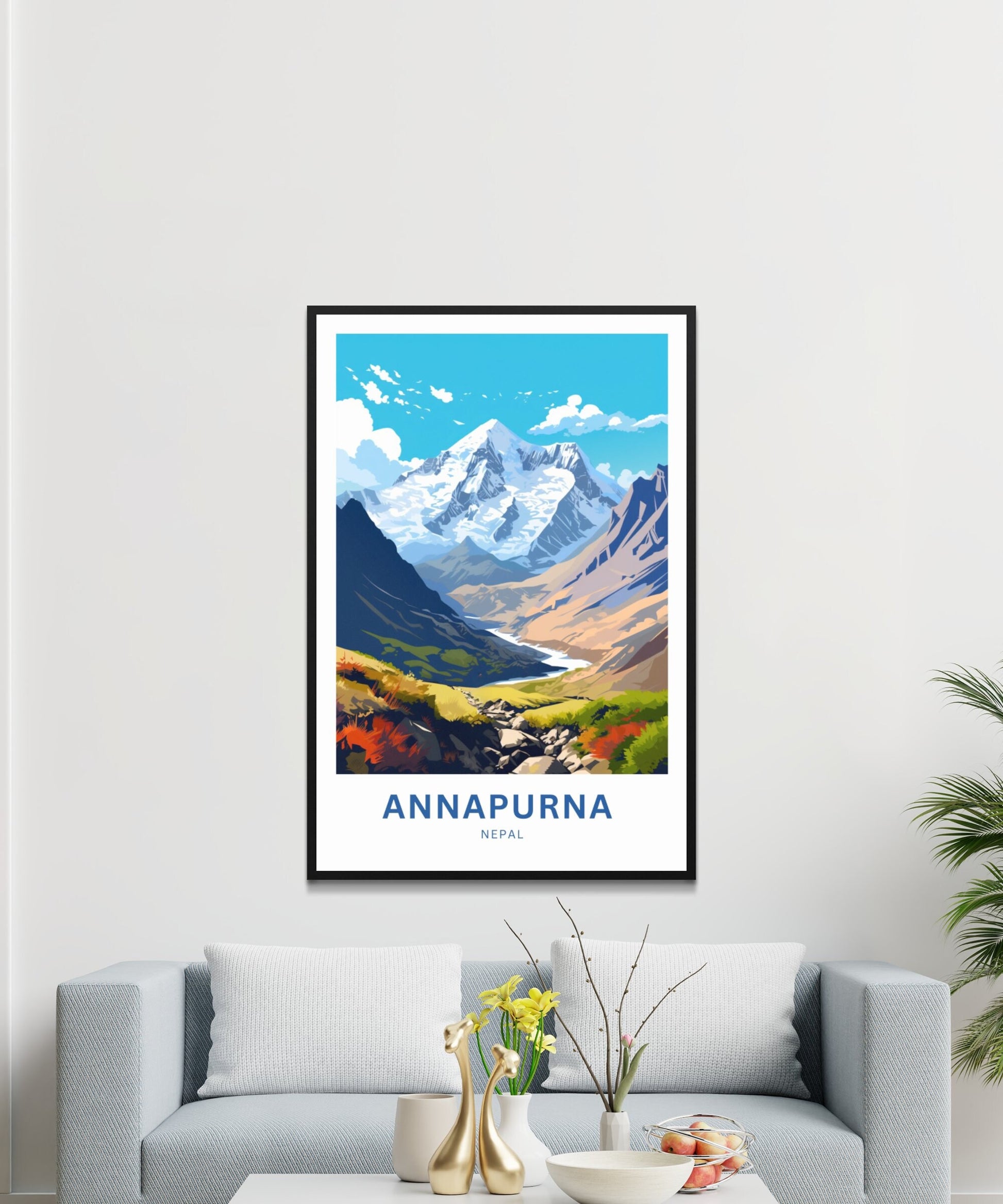 Annapurna Travel Print - Annapurna poster, Nepal Wall Art, Framed present, Gift Nepal Present - TravelTreasureCo