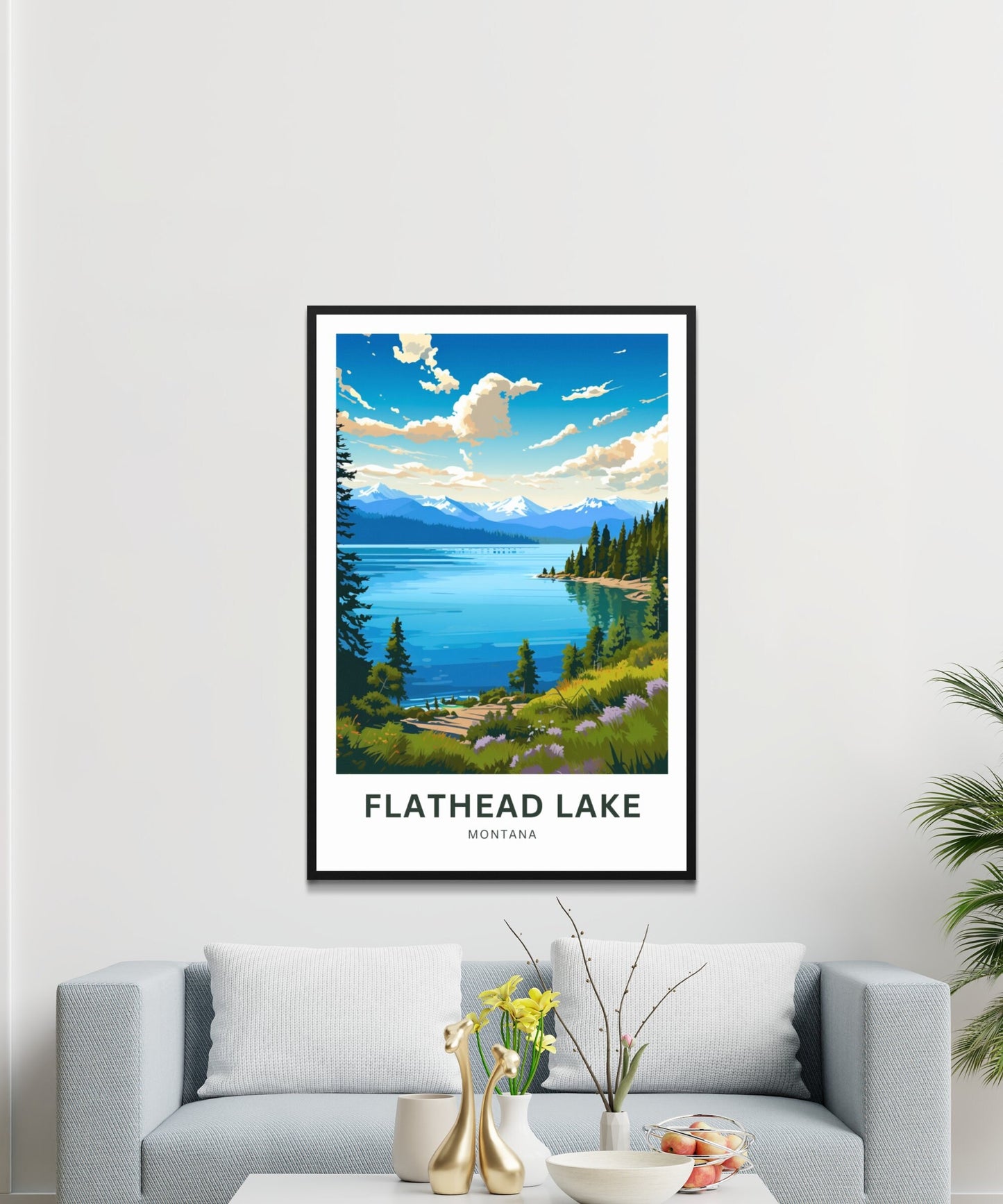 Flathead Lake Travel Print - Flathead Lake poster, Montana Wall Art, Framed present, Gift Montana Present - TravelTreasureCo