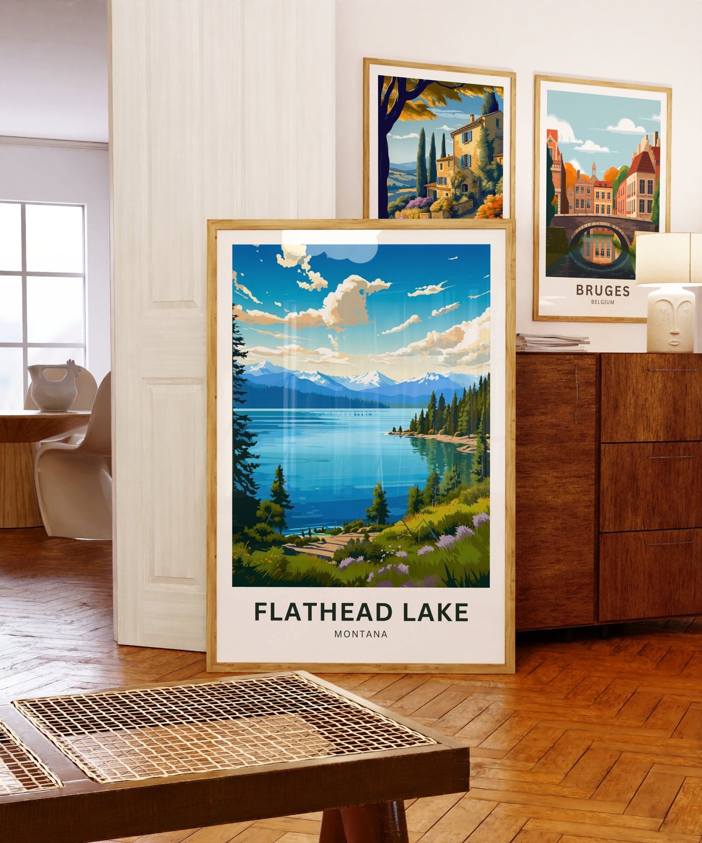 Flathead Lake Travel Print - Flathead Lake poster, Montana Wall Art, Framed present, Gift Montana Present - TravelTreasureCo