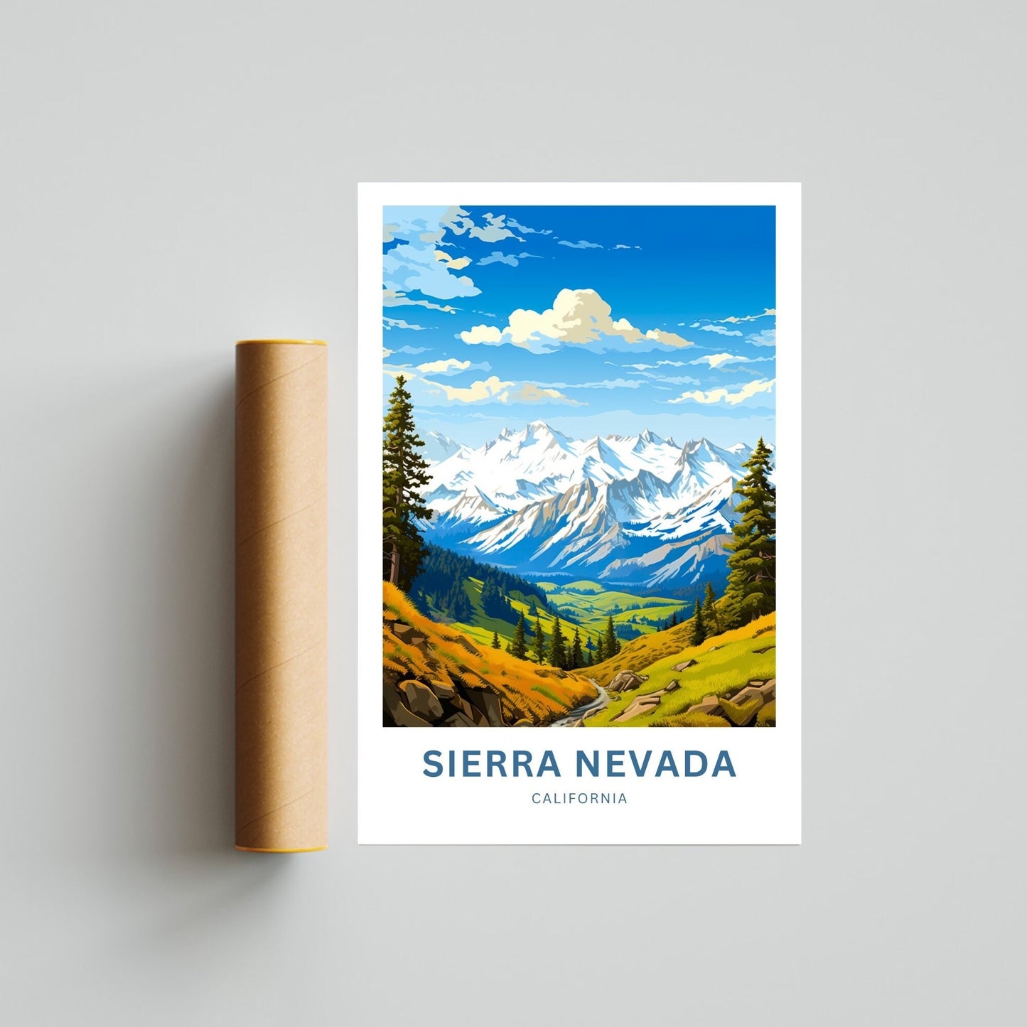 Sierra Nevada Travel Print - Sierra Nevada poster, California Wall Art, Framed present, Gift California Present - TravelTreasureCo