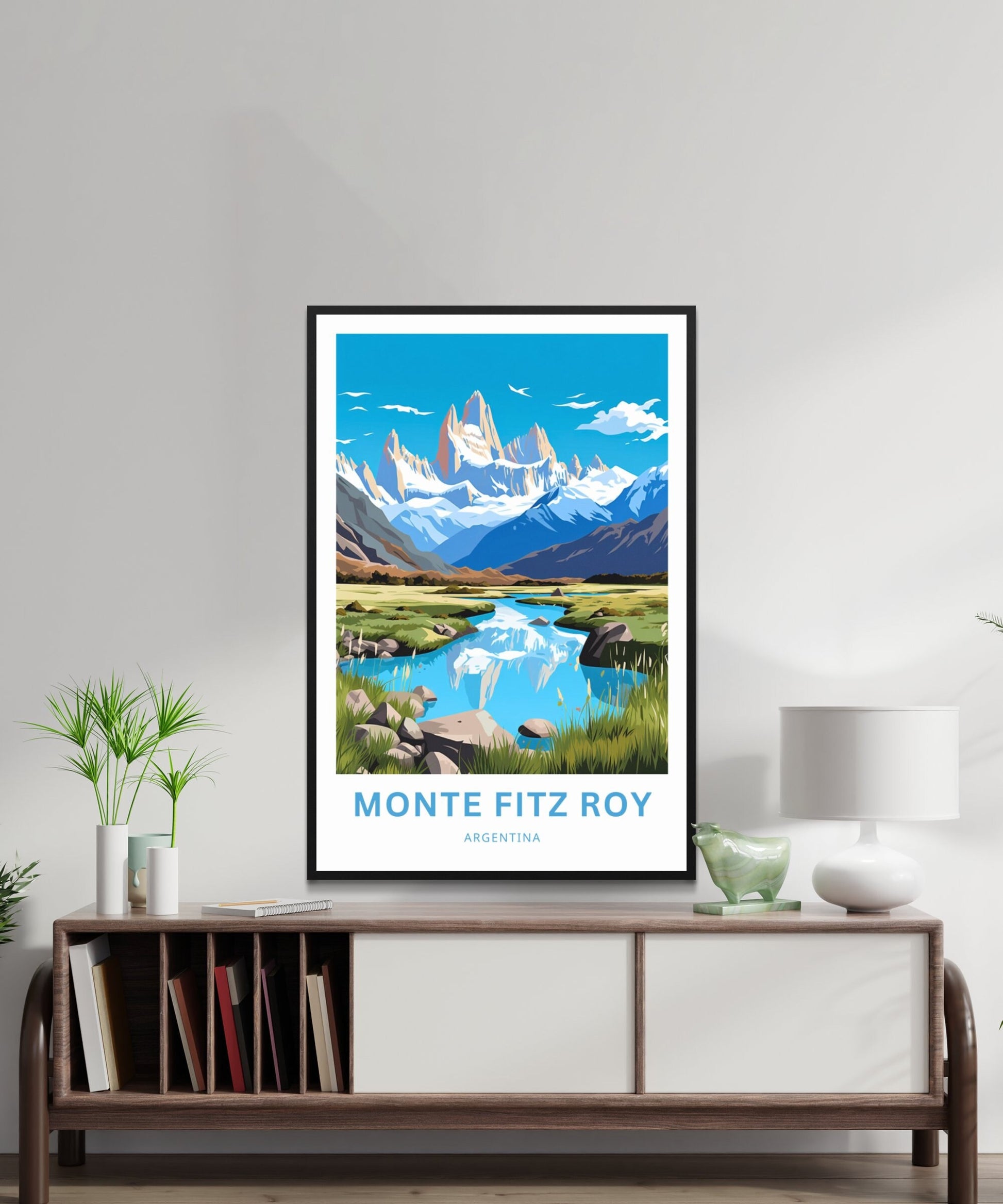 Monte Fitz Roy Travel Print - Monte Fitz Roy Tower poster, Argentina Wall Art, Framed present, Gift Argentina Present - TravelTreasureCo