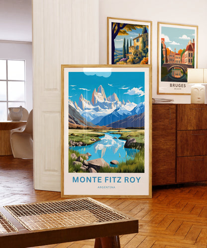 Monte Fitz Roy Travel Print - Monte Fitz Roy Tower poster, Argentina Wall Art, Framed present, Gift Argentina Present - TravelTreasureCo