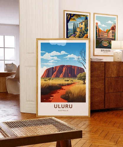 Uluru Travel Print - Uluru Ayers Rock poster, Australia Wall Art, Framed present, Gift Australia Present - TravelTreasureCo