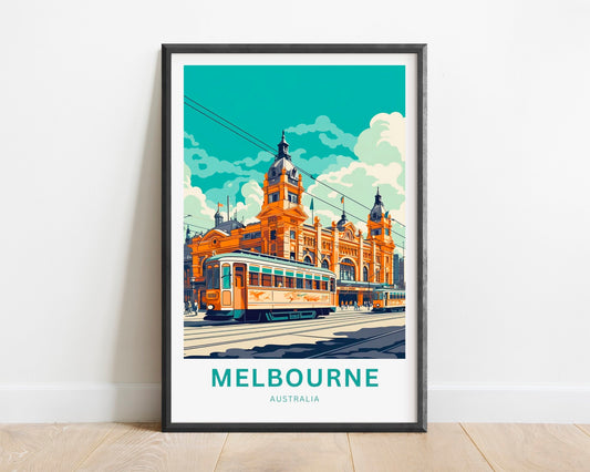 Melbourne Travel Print - Melbourne poster, Australia Wall Art, Framed present, Gift Australia Present - TravelTreasureCo