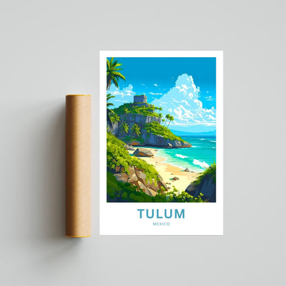 Tulum Riviera Maya Travel Print - Tulum Riviera Maya poster, Mexico Wall Art, Framed present, Gift Mexico Present - TravelTreasureCo