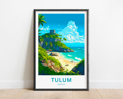 Tulum Riviera Maya Travel Print - Tulum Riviera Maya poster, Mexico Wall Art, Framed present, Gift Mexico Present - TravelTreasureCo