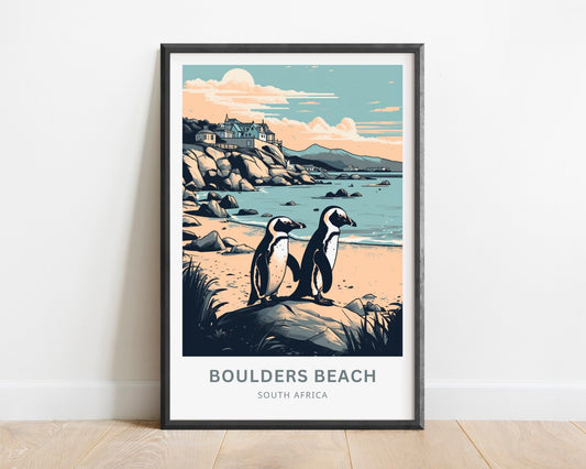 Boulders Beach Print | South Africa Wall Art | Travel Poster | Cityscape | Cape Town | Penguin Poster - TravelTreasureCo