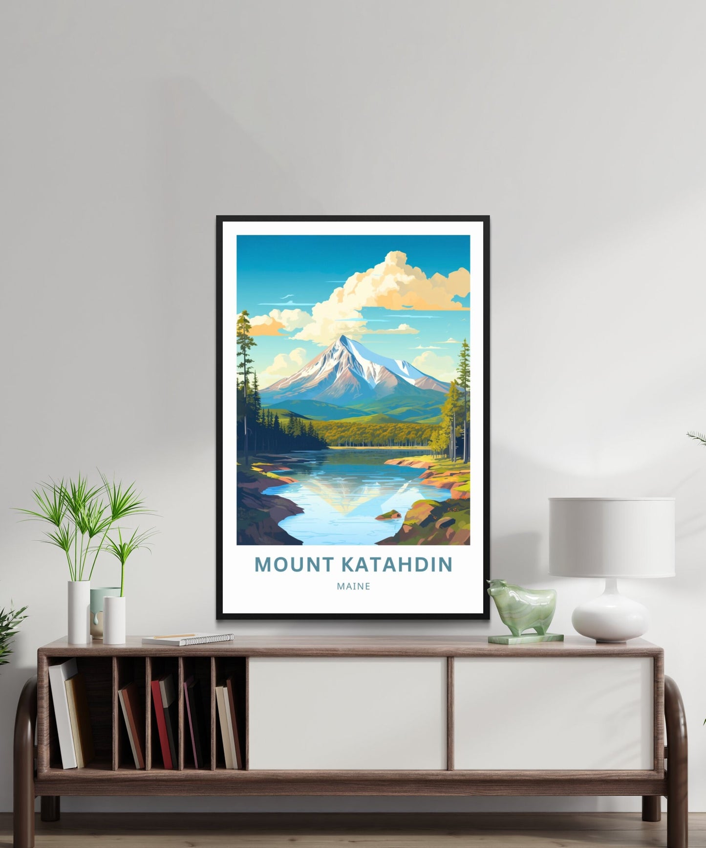 Mount Katahdin Travel Print - Mount Katahdin poster, Maine Wall Art, Framed present, Gift Maine Present - TravelTreasureCo