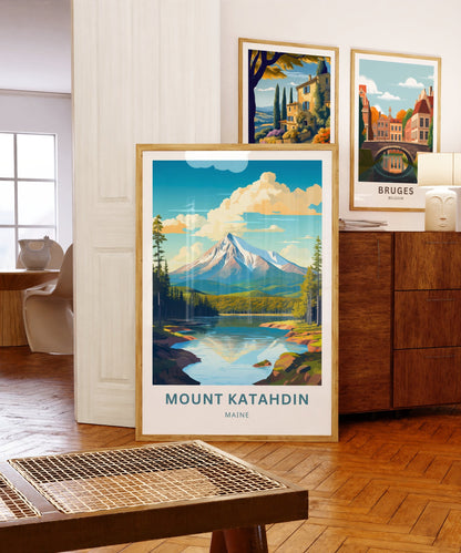 Mount Katahdin Travel Print - Mount Katahdin poster, Maine Wall Art, Framed present, Gift Maine Present - TravelTreasureCo