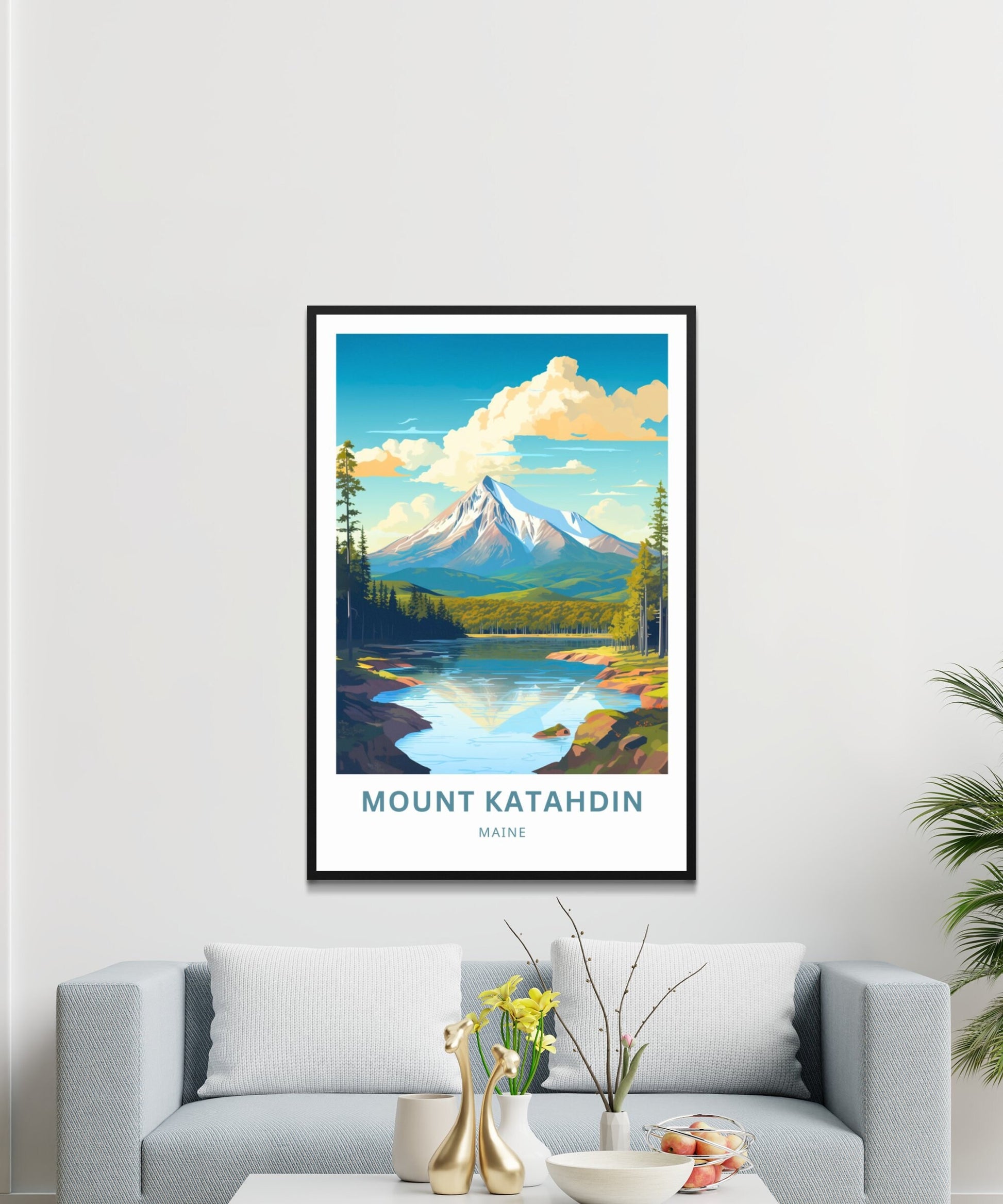 Mount Katahdin Travel Print - Mount Katahdin poster, Maine Wall Art, Framed present, Gift Maine Present - TravelTreasureCo