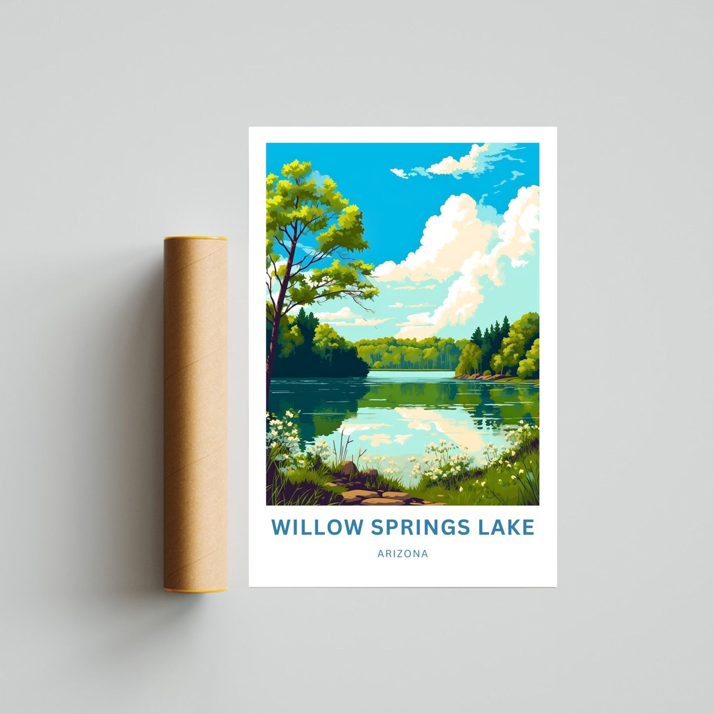 Willow Springs Lake Travel Print - Willow Springs Lake poster, Arizona Wall Art, Framed present, Gift Arizona Present - TravelTreasureCo