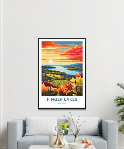 Finger Lakes Travel Print - Finger Lakes poster, New York Wall Art, Framed present, Gift New York Present - TravelTreasureCo