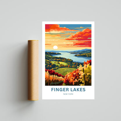 Finger Lakes Travel Print - Finger Lakes poster, New York Wall Art, Framed present, Gift New York Present - TravelTreasureCo