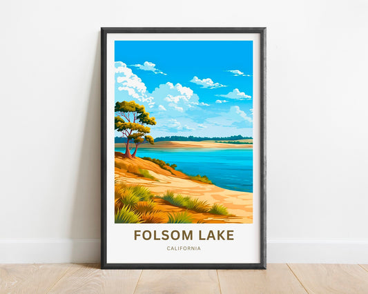 Folsom Lake Travel Print - Folsom Lake poster, California Wall Art, Framed present, Gift California Present - TravelTreasureCo