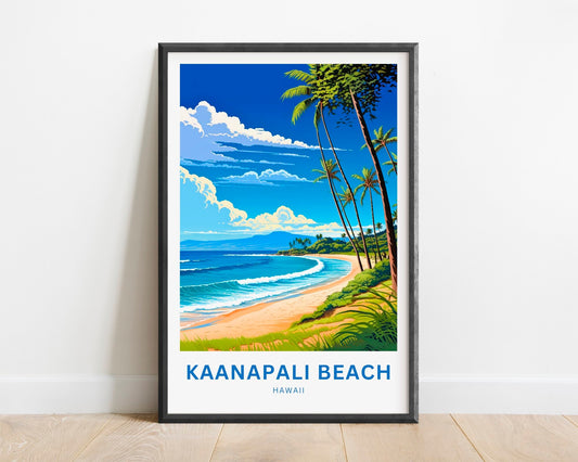 Kaanapali Beach Travel Print - Kaanapali Beach poster, Hawaii Wall Art, Framed present, Gift Hawaii Present - TravelTreasureCo