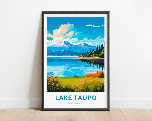 Lake Taupo Travel Print - Lake Taupo poster, New Zealand Wall Art, Framed present, Gift New Zealand Present - TravelTreasureCo