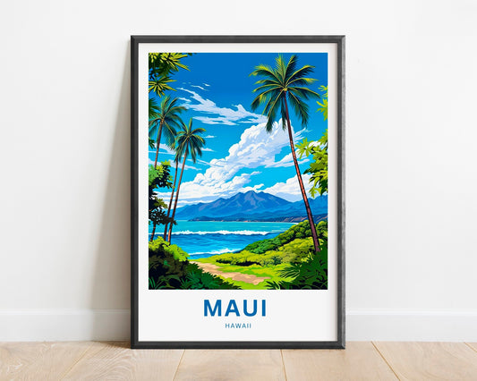 Maui Travel Print - Maui poster, Hawaii Wall Art, Framed present, Gift Hawaii Present - TravelTreasureCo