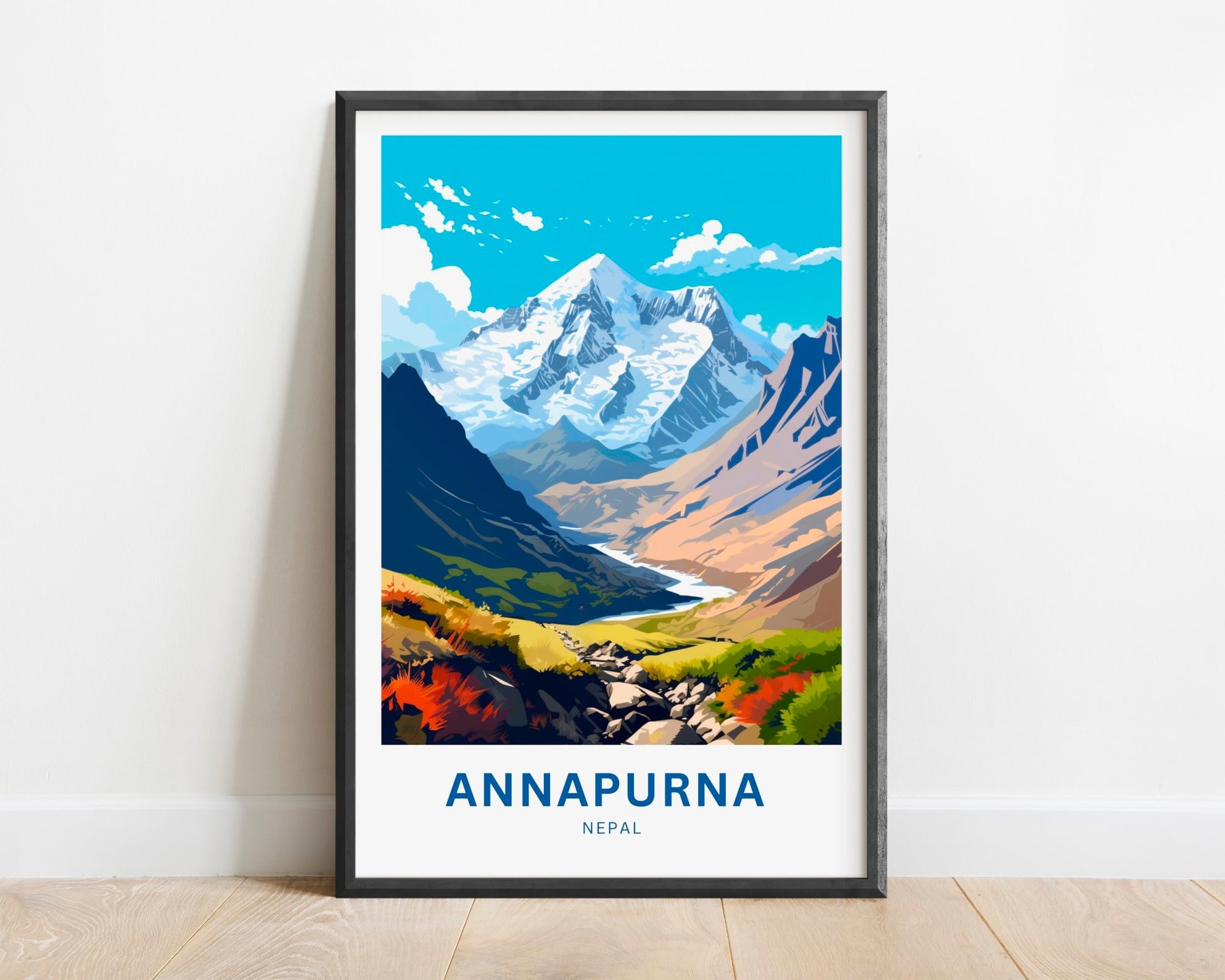 Annapurna Travel Print - Annapurna poster, Nepal Wall Art, Framed present, Gift Nepal Present - TravelTreasureCo