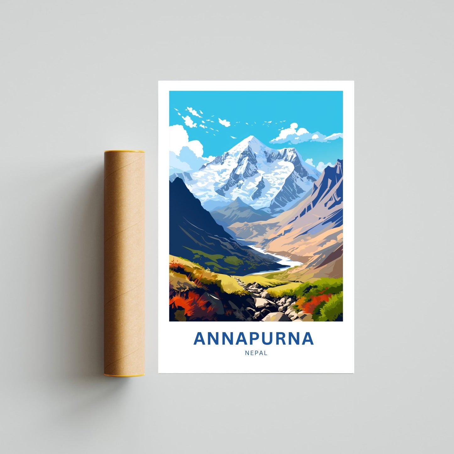 Annapurna Travel Print - Annapurna poster, Nepal Wall Art, Framed present, Gift Nepal Present - TravelTreasureCo