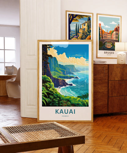 Kauai Travel Print - Kauai poster, Hawaii Wall Art, Framed present, Gift Hawaii Present - TravelTreasureCo