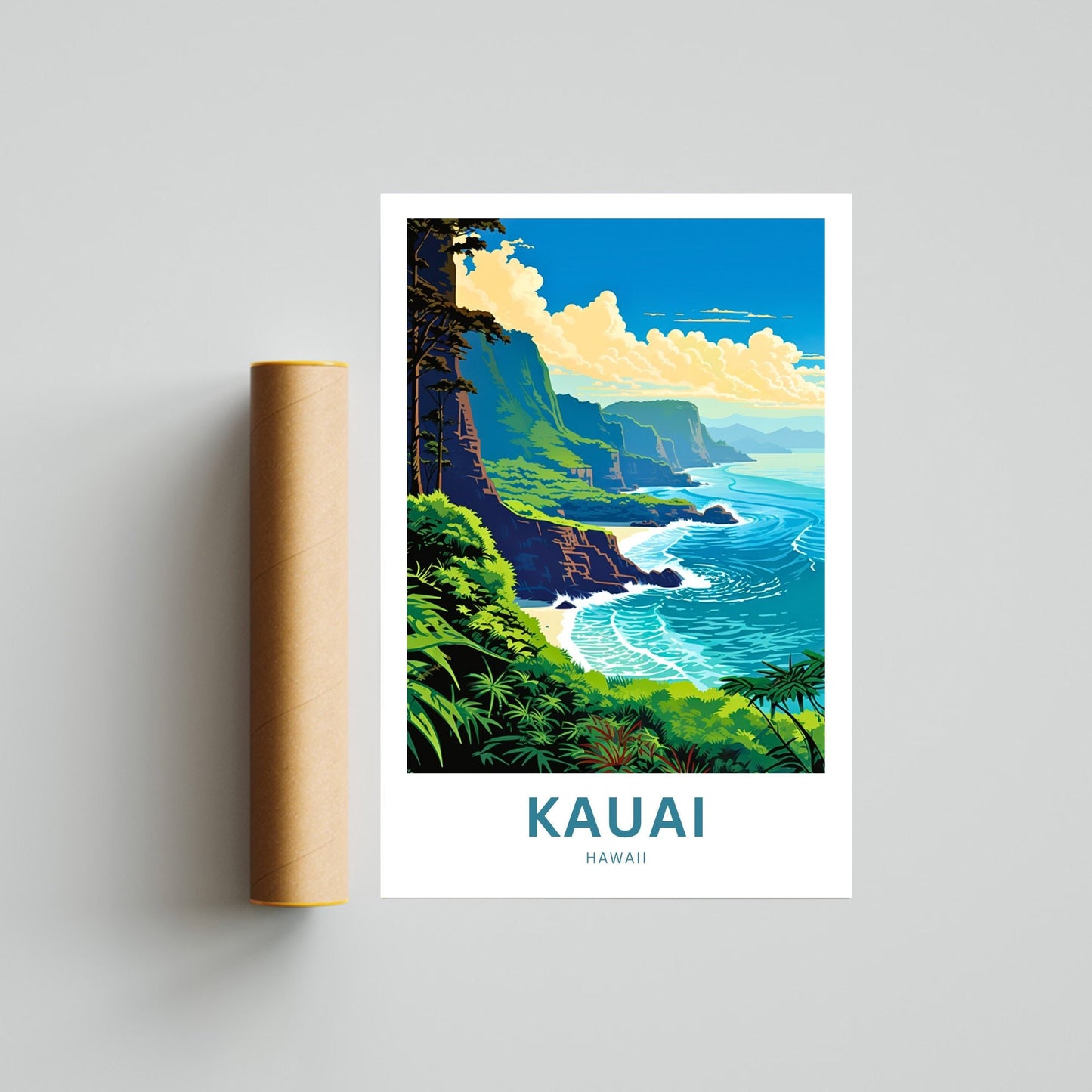 Kauai Travel Print - Kauai poster, Hawaii Wall Art, Framed present, Gift Hawaii Present - TravelTreasureCo