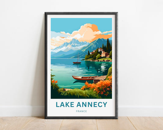Lake Annecy Travel Print - Lake Annecy poster, France Wall Art, Framed present, Gift France Present - TravelTreasureCo