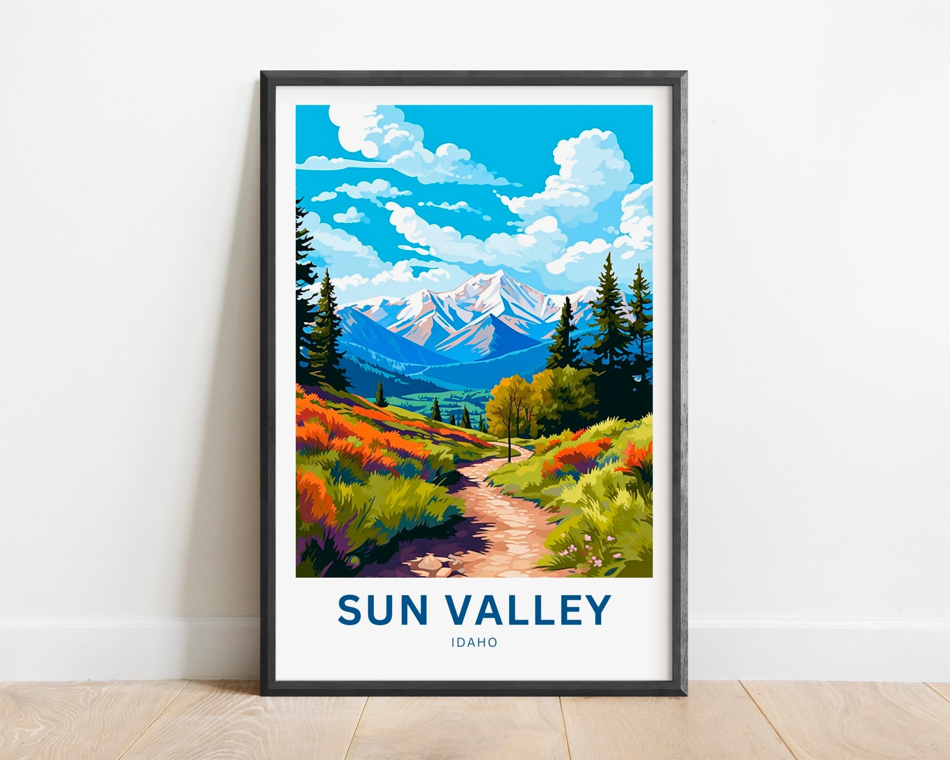 Sun Valley Travel Print - Sun Valley poster, Idaho Wall Art, Framed present, Gift Idaho Present - TravelTreasureCo