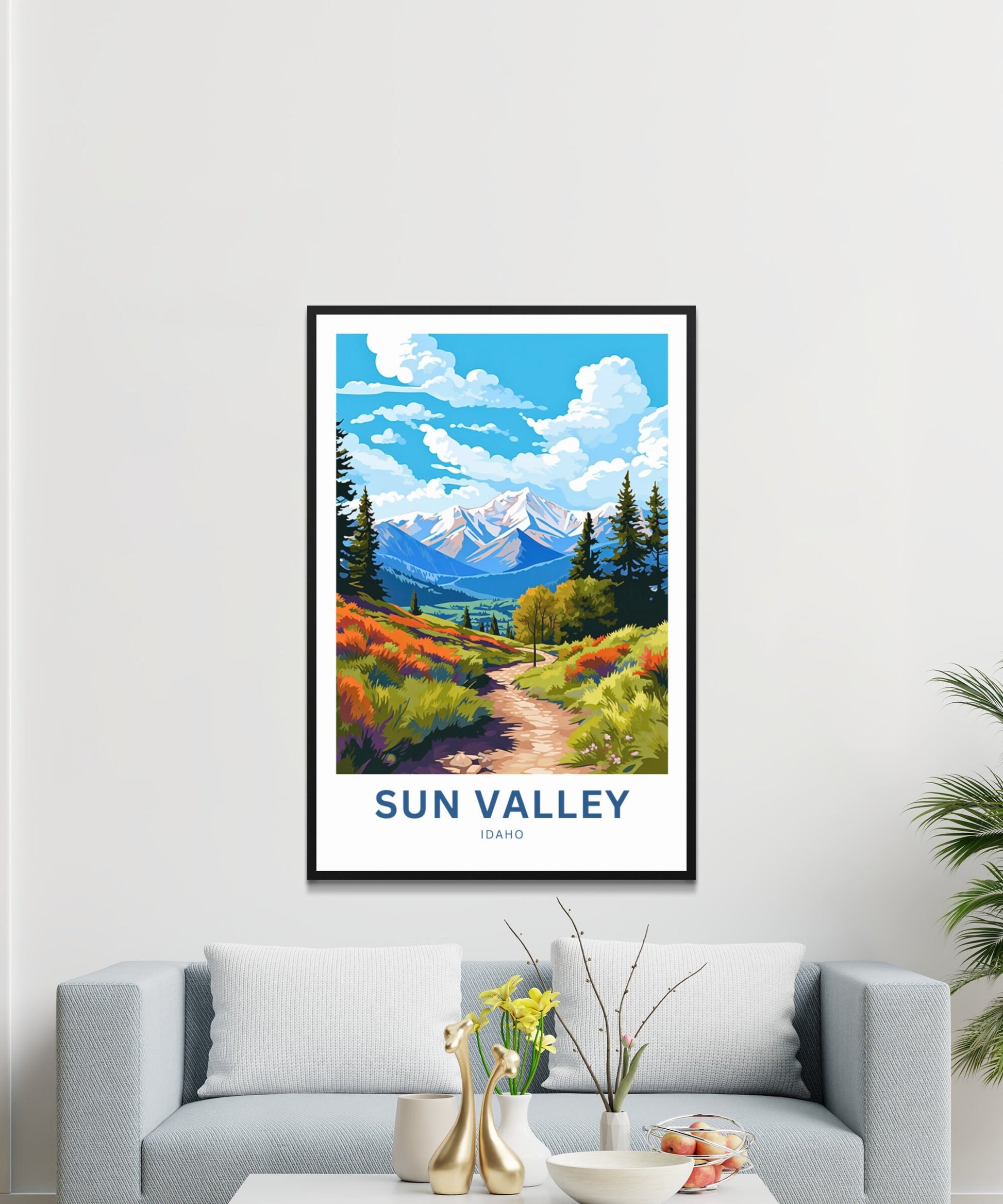 Sun Valley Travel Print - Sun Valley poster, Idaho Wall Art, Framed present, Gift Idaho Present - TravelTreasureCo