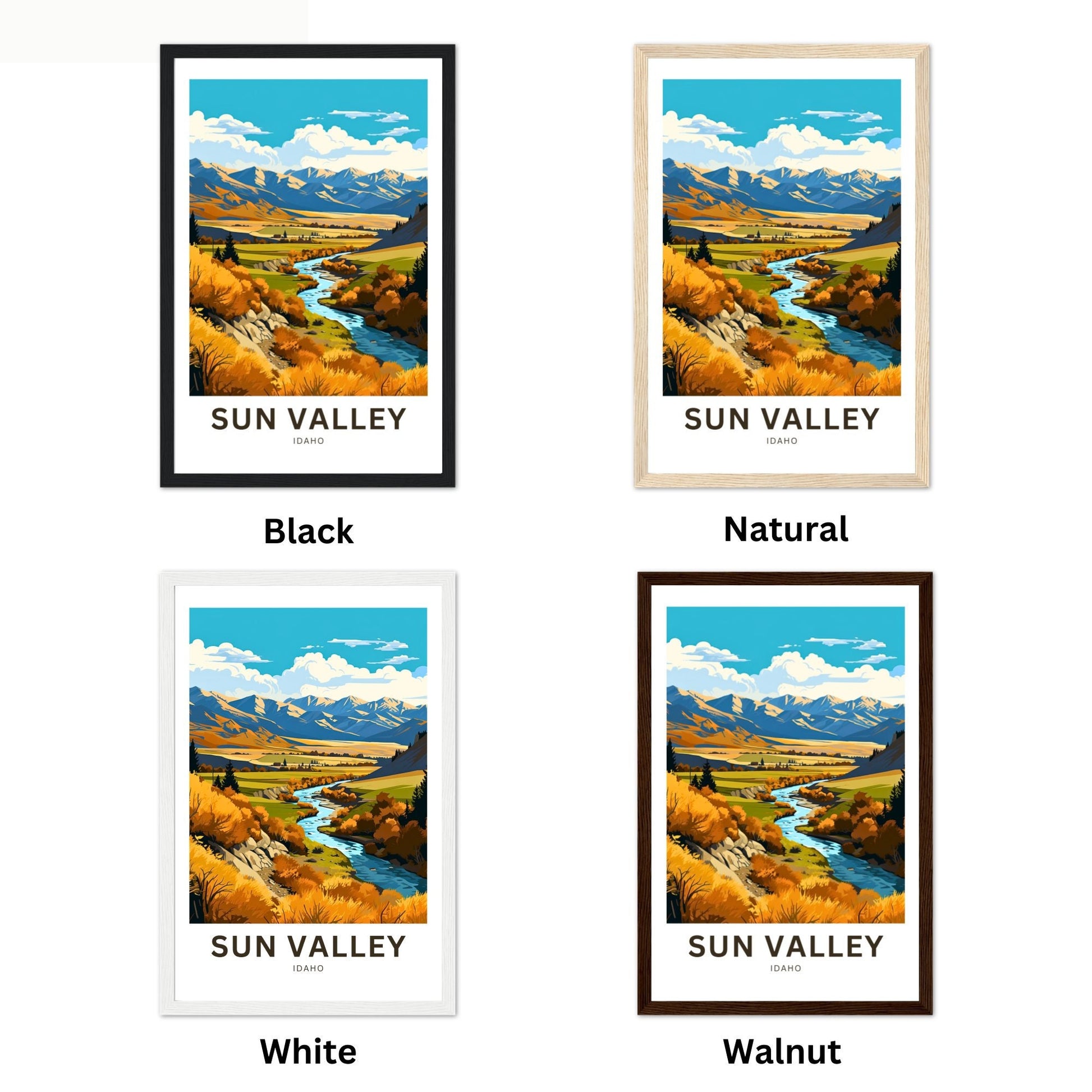 Sun Valley Travel Print - Sun Valley poster, Idaho Wall Art, Framed present, Gift Idaho Present - TravelTreasureCo