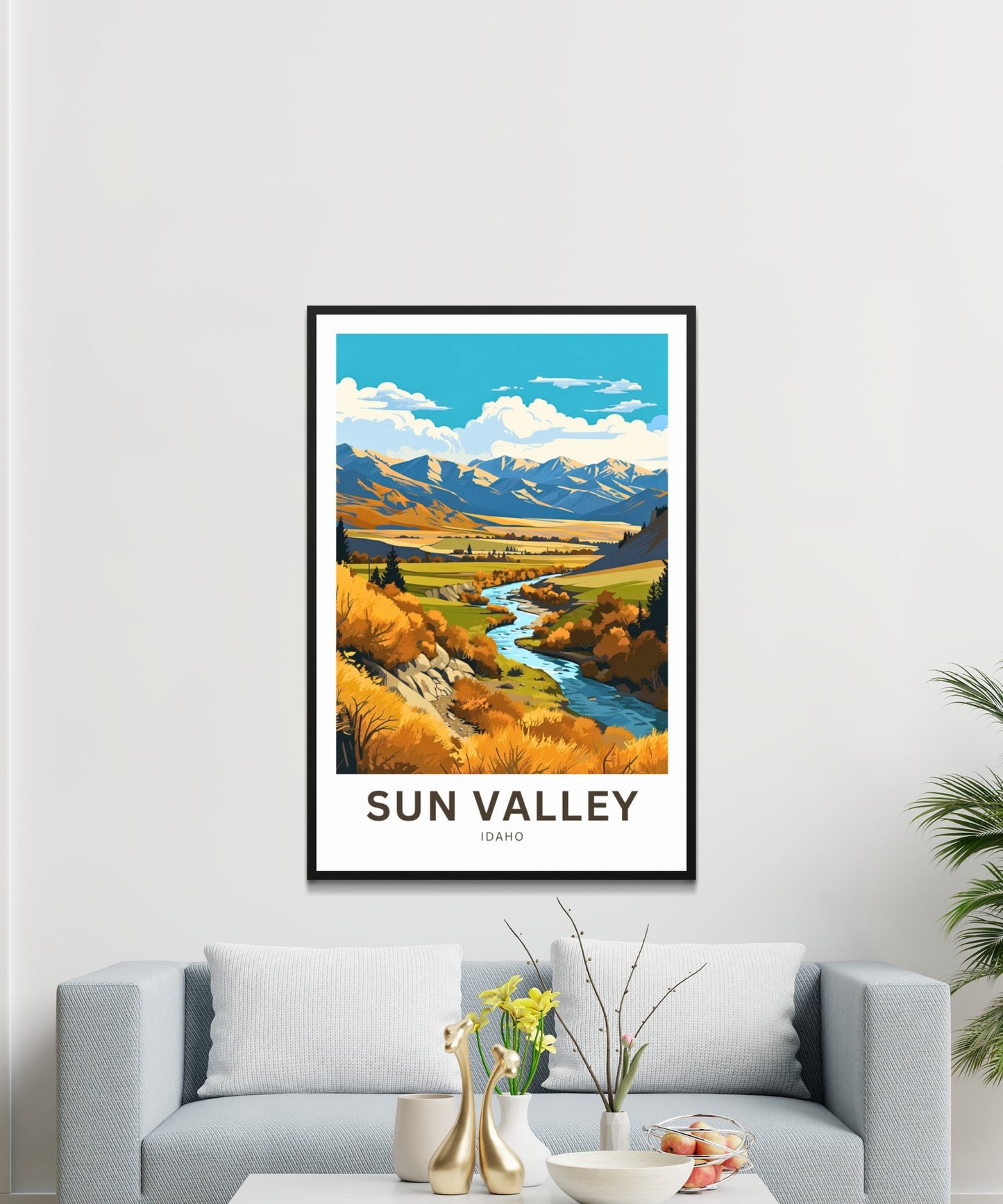 Sun Valley Travel Print - Sun Valley poster, Idaho Wall Art, Framed present, Gift Idaho Present - TravelTreasureCo