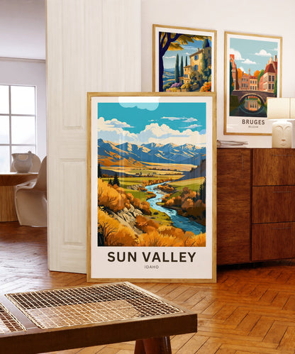 Sun Valley Travel Print - Sun Valley poster, Idaho Wall Art, Framed present, Gift Idaho Present - TravelTreasureCo