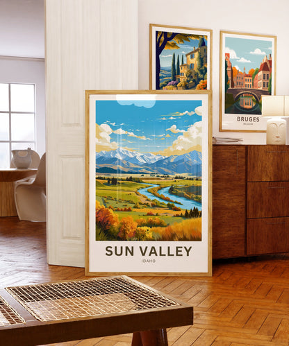 Sun Valley Travel Print - Sun Valley poster, Idaho Wall Art, Framed present, Gift Idaho Present - TravelTreasureCo