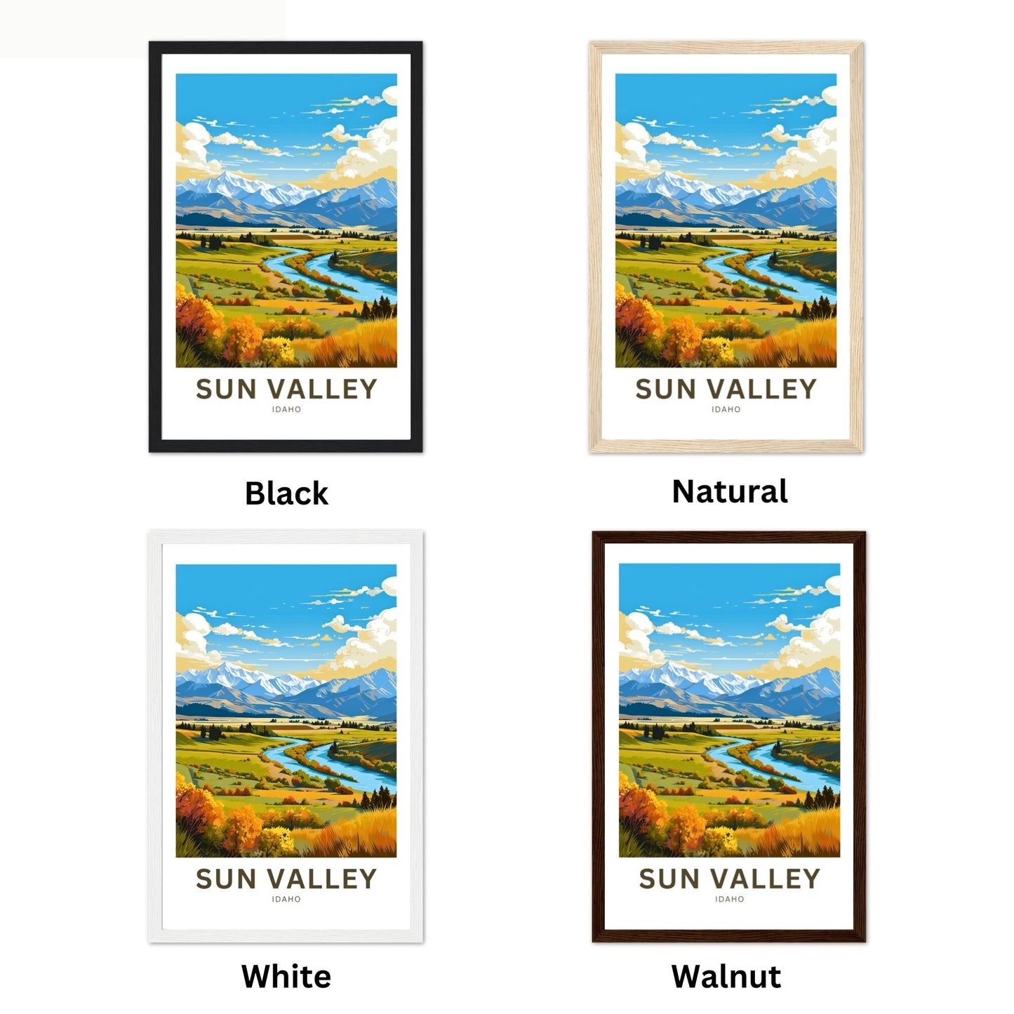 Sun Valley Travel Print - Sun Valley poster, Idaho Wall Art, Framed present, Gift Idaho Present - TravelTreasureCo