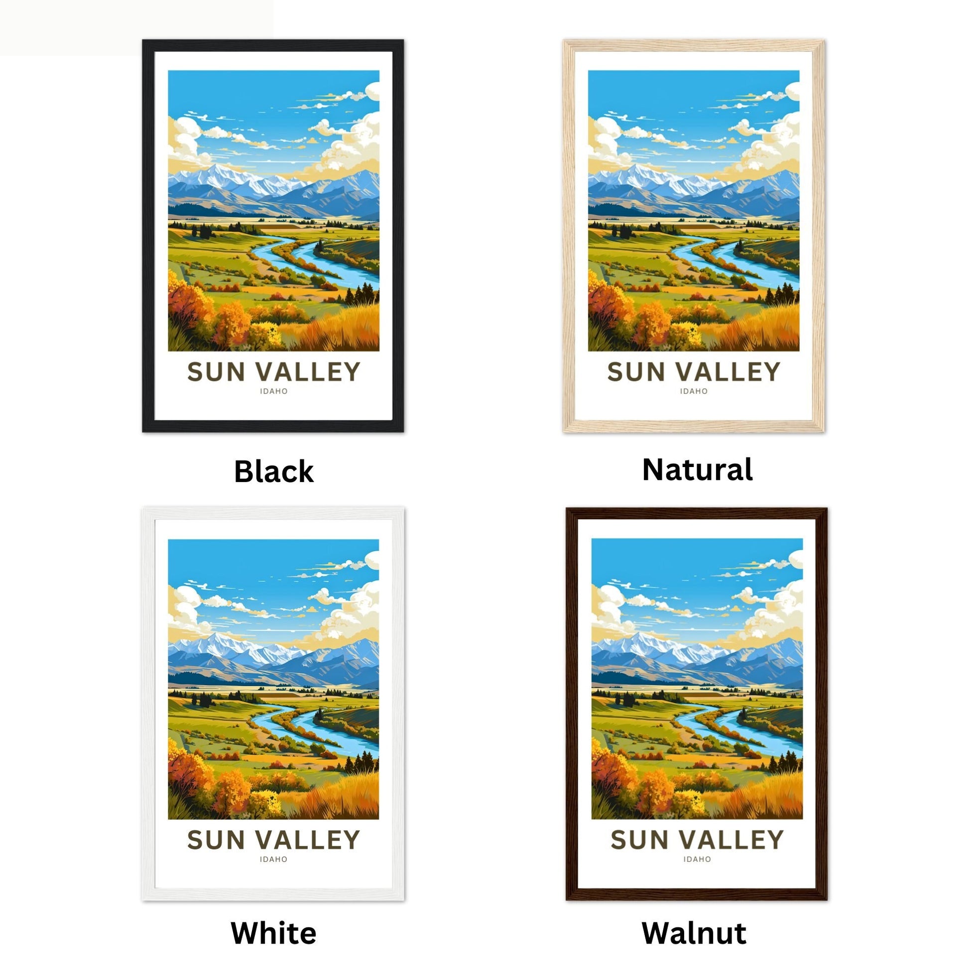 Sun Valley Travel Print - Sun Valley poster, Idaho Wall Art, Framed present, Gift Idaho Present - TravelTreasureCo