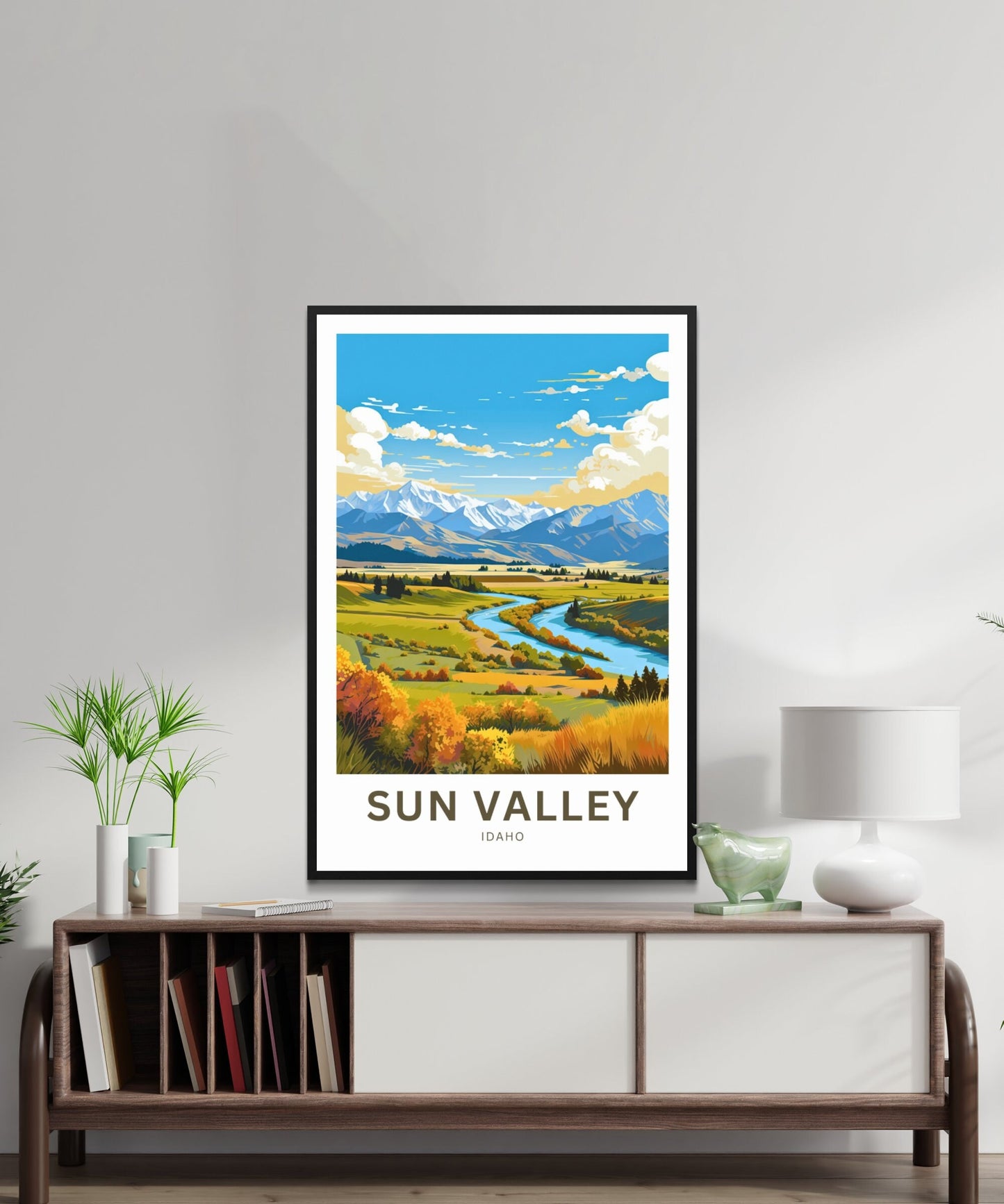 Sun Valley Travel Print - Sun Valley poster, Idaho Wall Art, Framed present, Gift Idaho Present - TravelTreasureCo