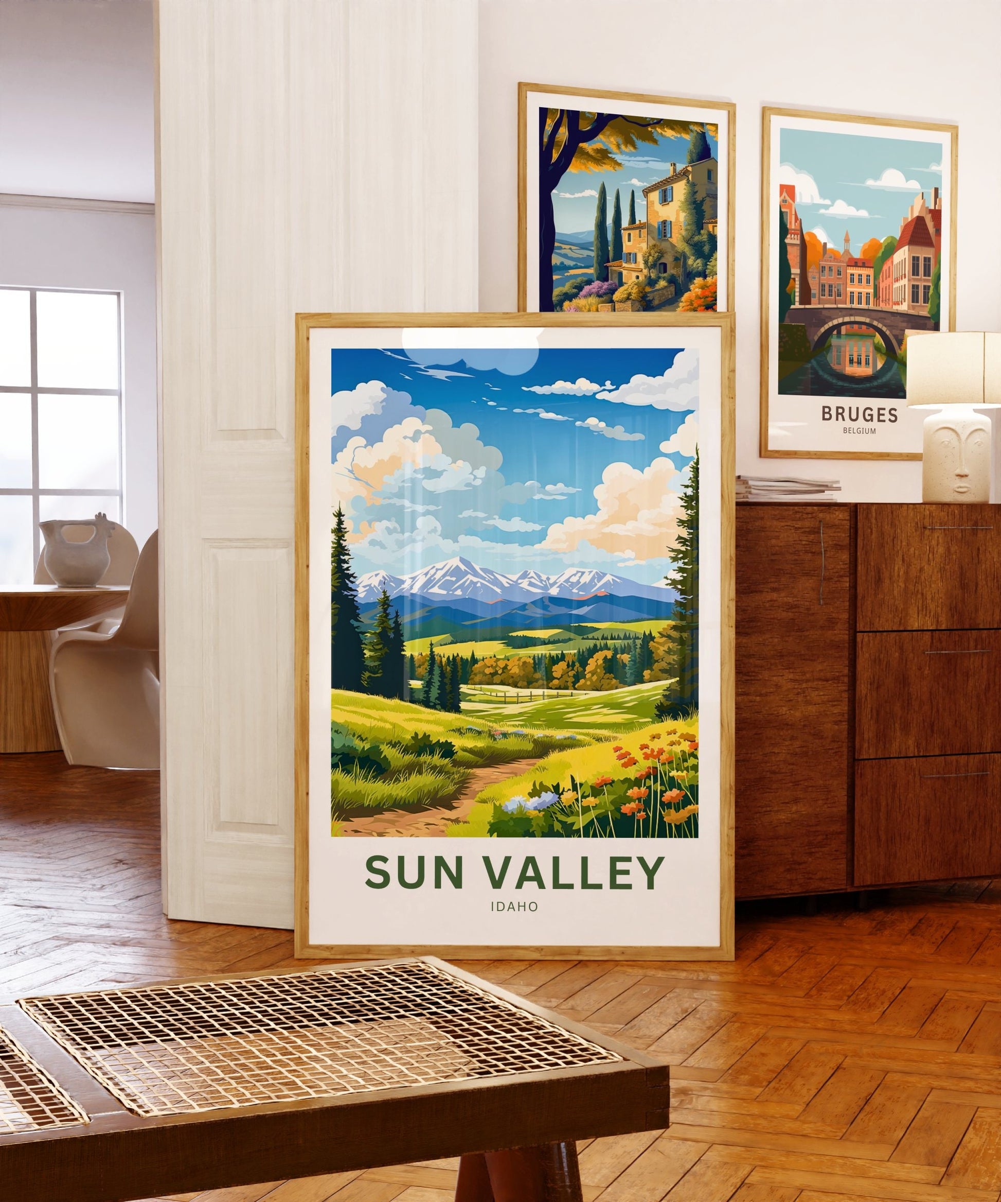 Sun Valley Travel Print - Sun Valley poster, Idaho Wall Art, Framed present, Gift Idaho Present - TravelTreasureCo