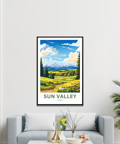 Sun Valley Travel Print - Sun Valley poster, Idaho Wall Art, Framed present, Gift Idaho Present - TravelTreasureCo