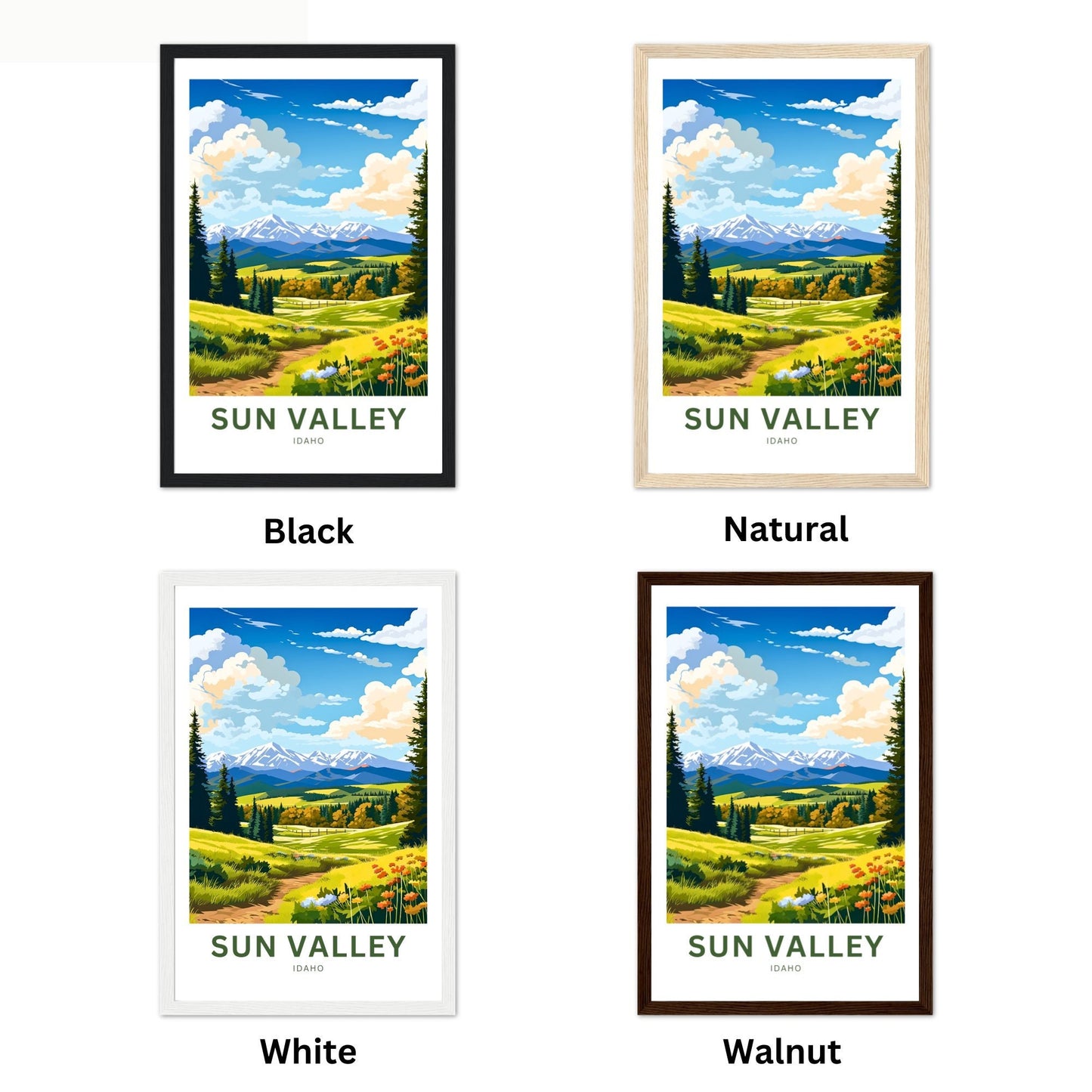 Sun Valley Travel Print - Sun Valley poster, Idaho Wall Art, Framed present, Gift Idaho Present - TravelTreasureCo