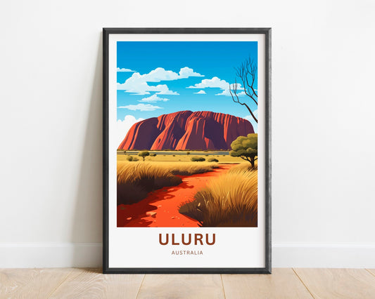 Uluru Travel Print - Uluru Ayers Rock poster, Australia Wall Art, Framed present, Gift Australia Present - TravelTreasureCo