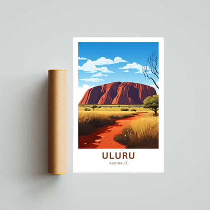 Uluru Travel Print - Uluru Ayers Rock poster, Australia Wall Art, Framed present, Gift Australia Present - TravelTreasureCo