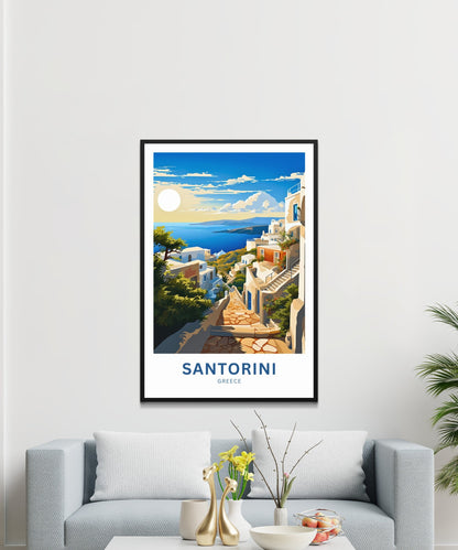 Santorini Travel Print - Santorini poster, Greece Wall Art, Framed present, Gift Greece Present - TravelTreasureCo