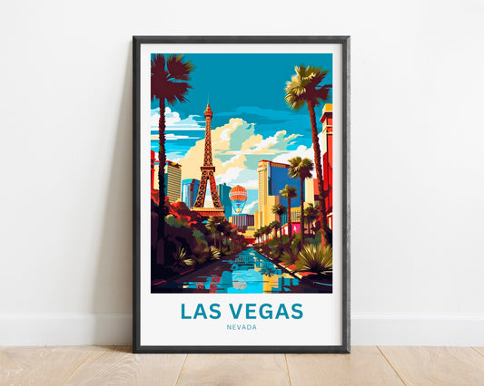 Las Vegas Travel Print - Las Vegas poster, Nevada Wall Art, Framed present, Gift Nevada Present - TravelTreasureCo