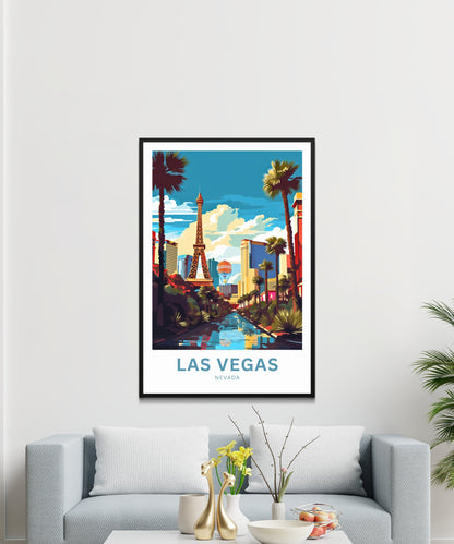 Las Vegas Travel Print - Las Vegas poster, Nevada Wall Art, Framed present, Gift Nevada Present - TravelTreasureCo