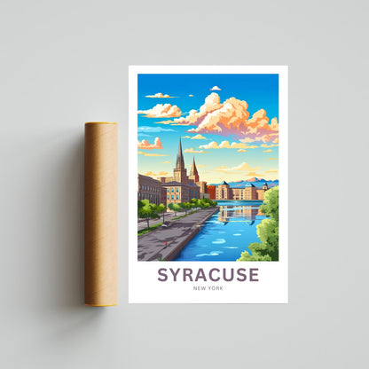 Syracuse Travel Print - Syracuse poster, New York Wall Art, Framed present, Gift New York Present - TravelTreasureCo