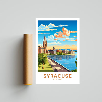 Syracuse Travel Print - Syracuse poster, New York Wall Art, Framed present, Gift New York Present - TravelTreasureCo