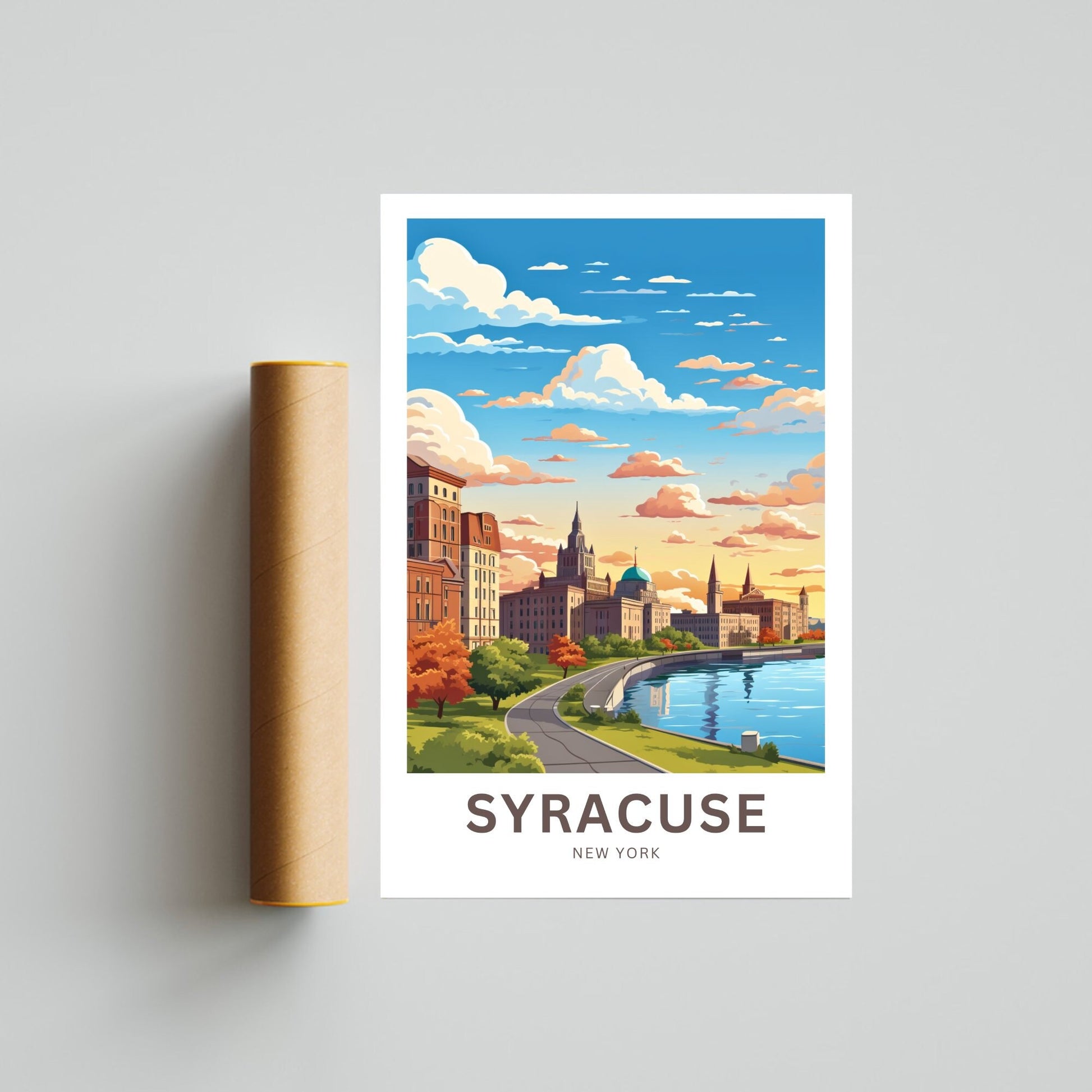 Syracuse Travel Print - Syracuse poster, New York Wall Art, Framed present, Gift New York Present - TravelTreasureCo