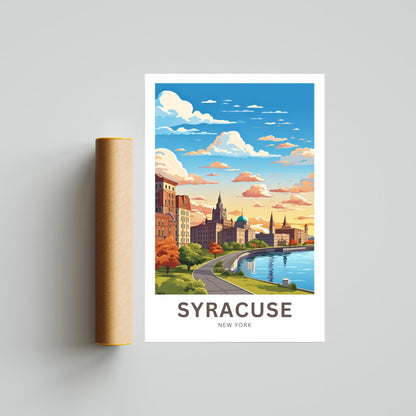 Syracuse Travel Print - Syracuse poster, New York Wall Art, Framed present, Gift New York Present - TravelTreasureCo