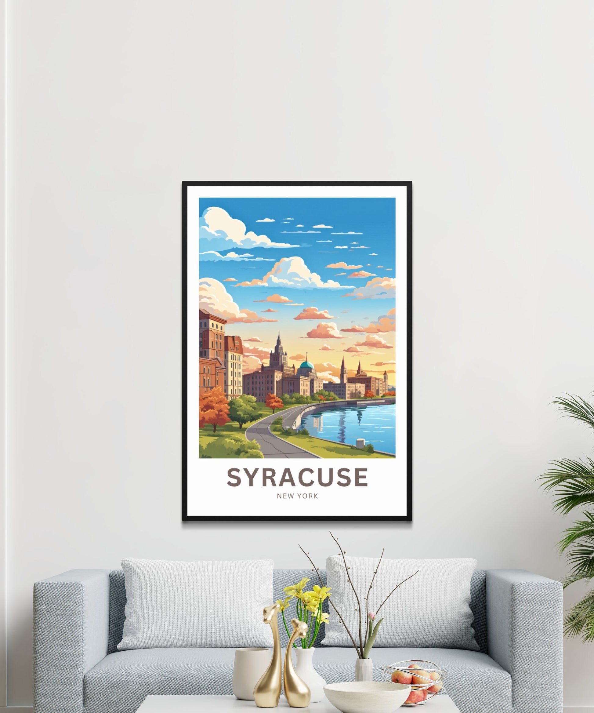 Syracuse Travel Print - Syracuse poster, New York Wall Art, Framed present, Gift New York Present - TravelTreasureCo